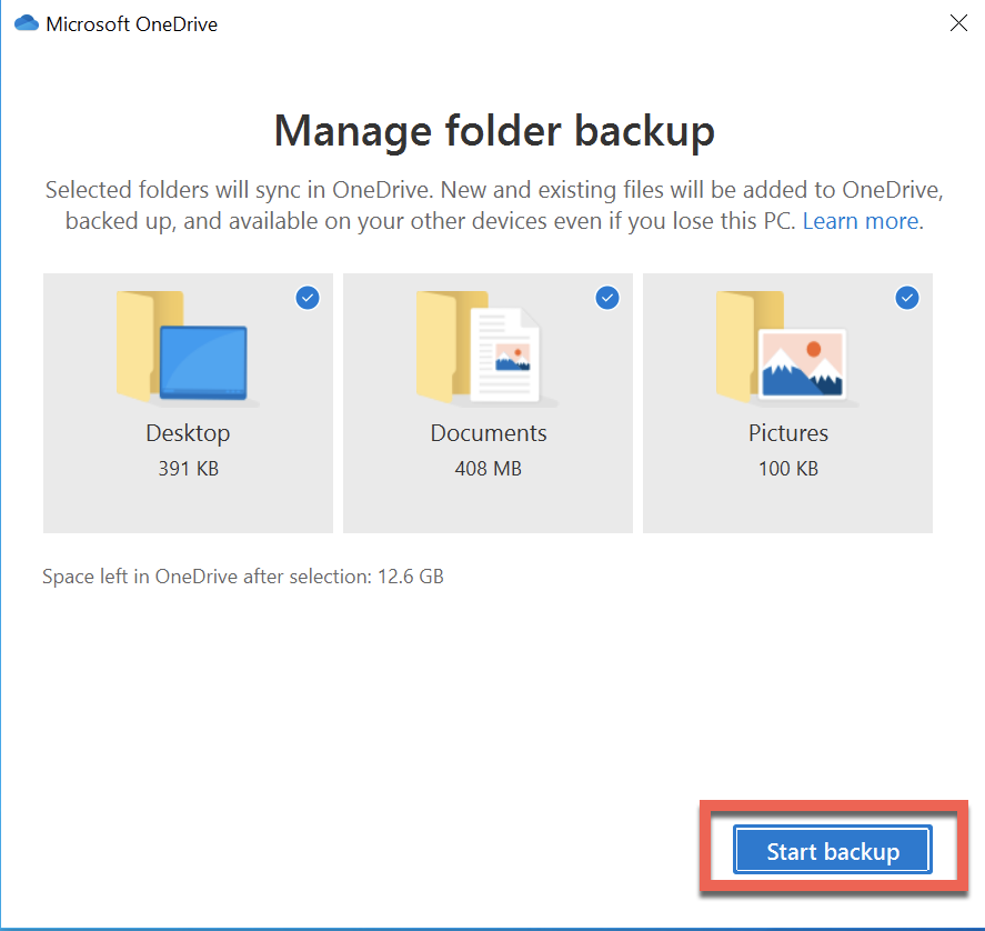 how to use microsoft onedrive for backup