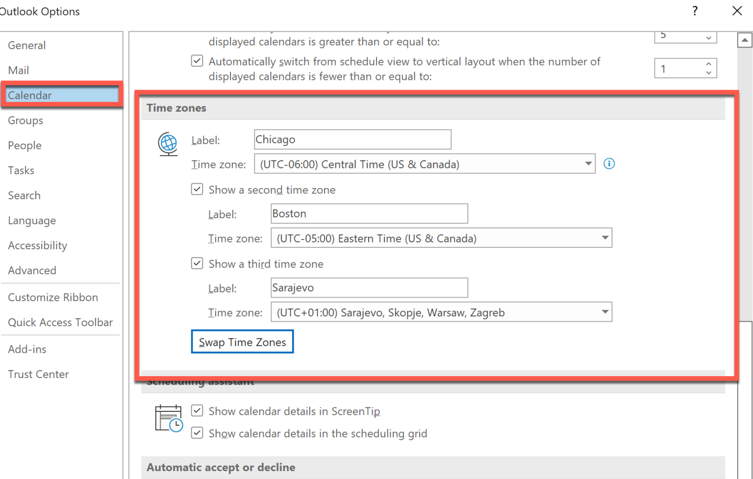 How to add timezones in Microsoft Outlook? (Mac Windows OWA)