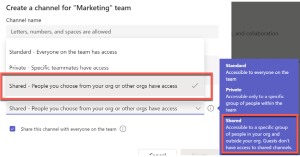 microsoft teams shared channel