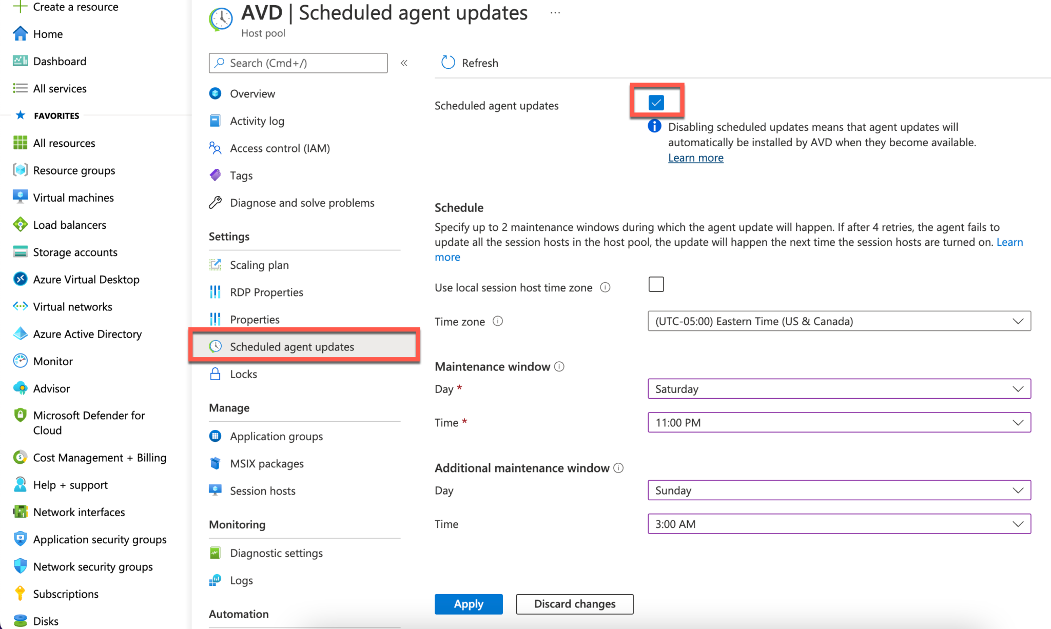 How to configure Scheduled Agent Updates in AVD?